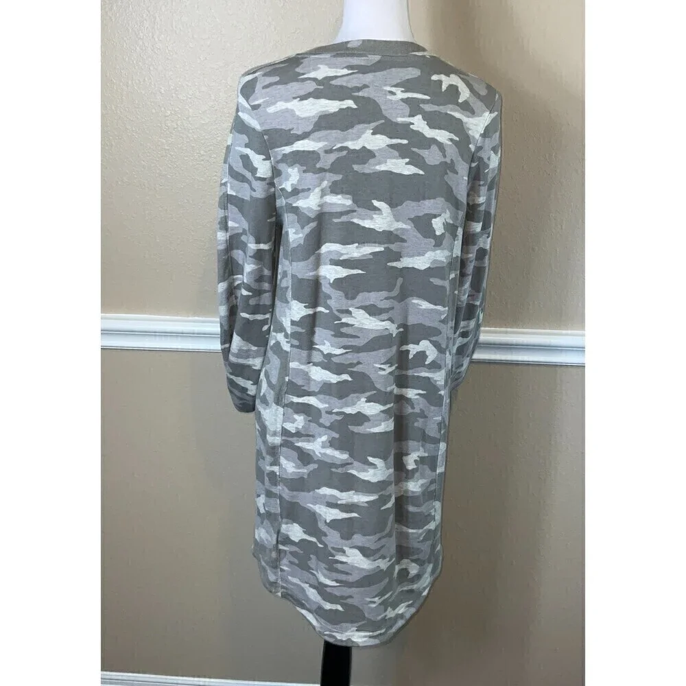 Athleta Women Gray Camo Dress Sz M Long Sleeve Active Sports Carefree Oversize - Picture 4 of 12